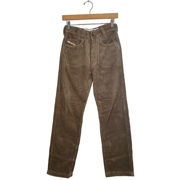 RARE 90s DIESEL Silver Saddle Mens Size 26 Tan Fat Cord Jean NOS with Tags Italy